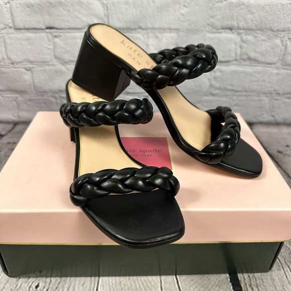 kate spade Shoes - Kate Spade Women’s Juniper Puffy Braided Sandals Leather Slide Black 5.5 NEW
